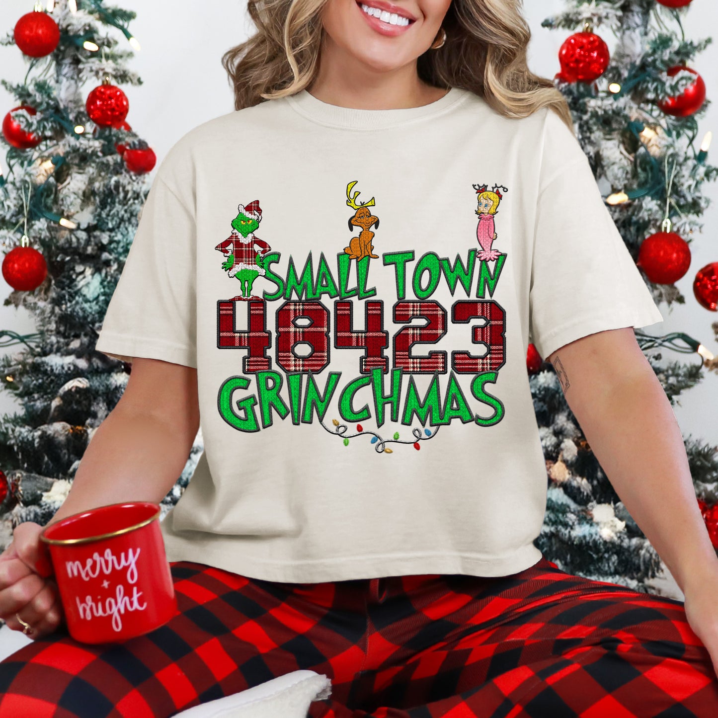 *CUSTOM* ZIP CODE/AREA CODE Small Town G*Mas Faux Embroidery PNG | Tat 3-5 Biz days