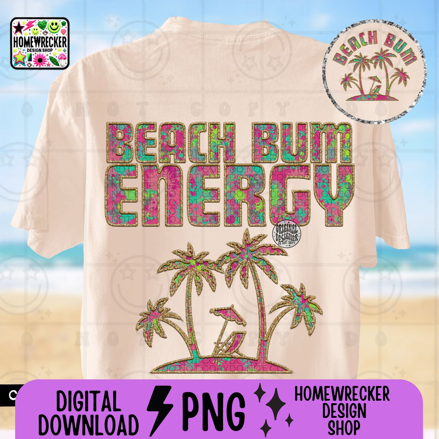 Beach Bum Energy FAUX EMBROIDERY png, Summer hat design tshirt, summer, sunshine, lake, beach, river, tie dye font, PNG digital download
