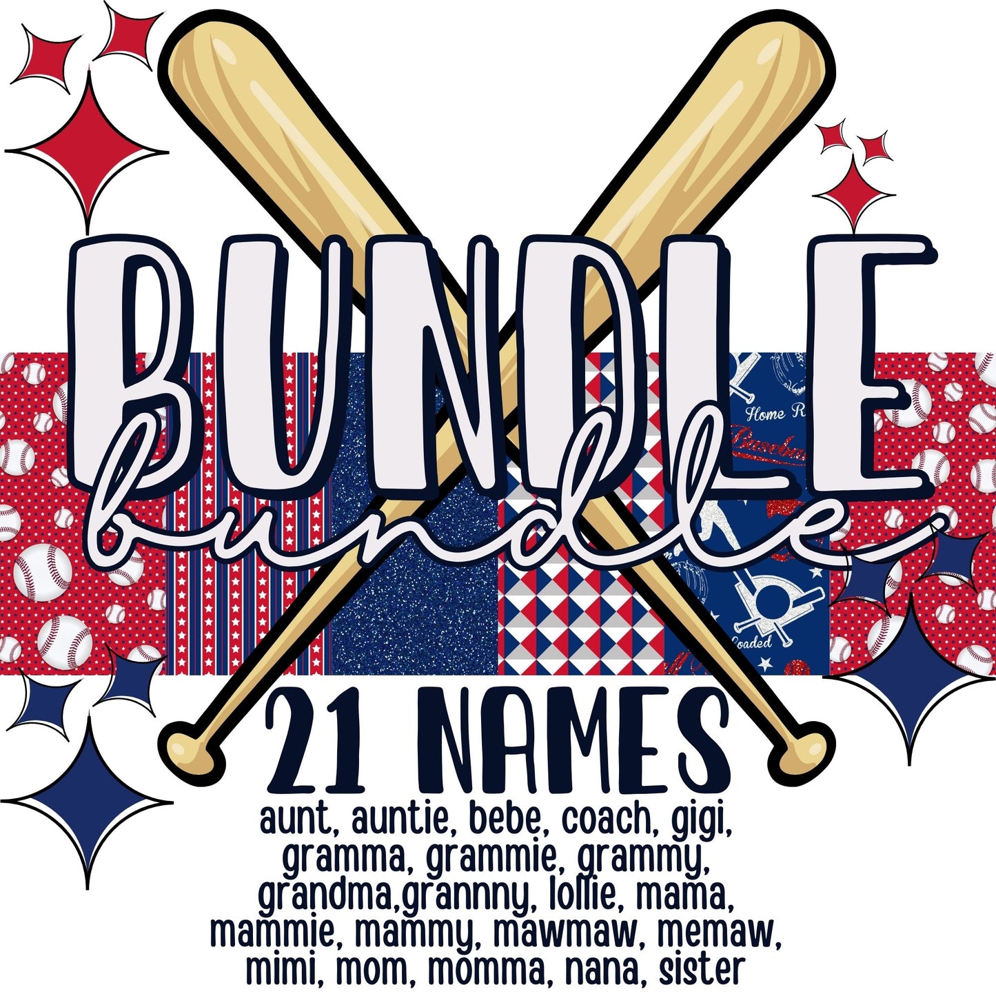 Retro Baseball Name Patchwork PNG | Singles, Bundle, Request