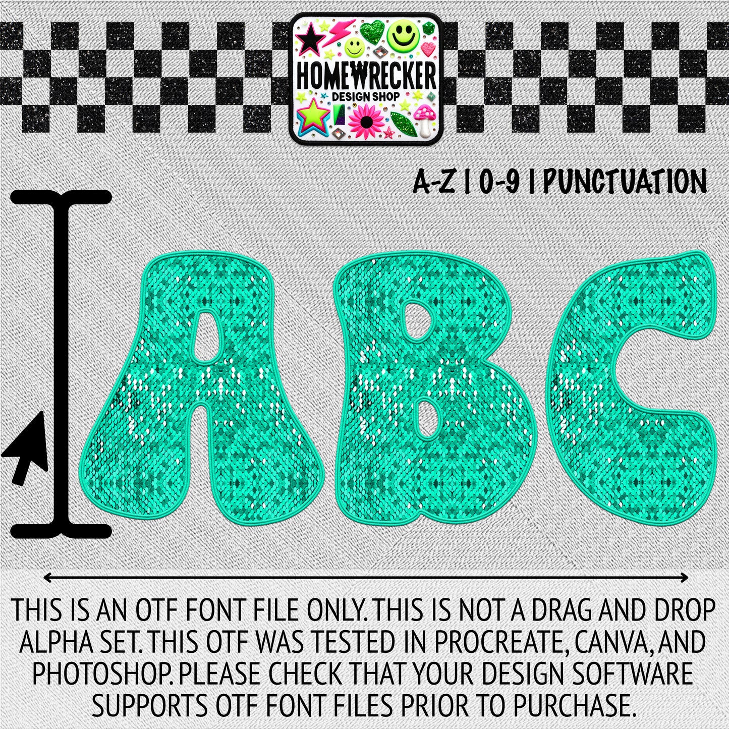 Mint OTF Font, Faux Embroidery, Groovy Letter Style OTF Font Clipart Make your own designs Digital Download