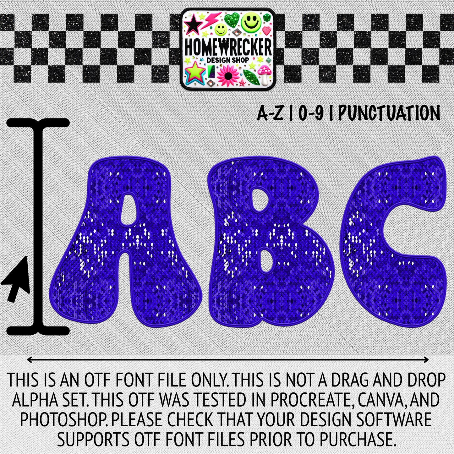 Royal Blue OTF Font, Faux Embroidery, Groovy Letter Style OTF Font Clipart Make your own designs Digital Download