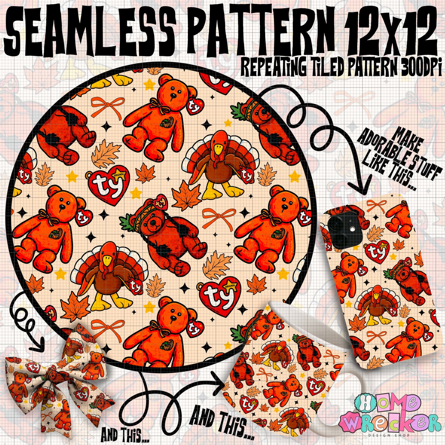 Fall Beanies Seamless Repeating Pattern