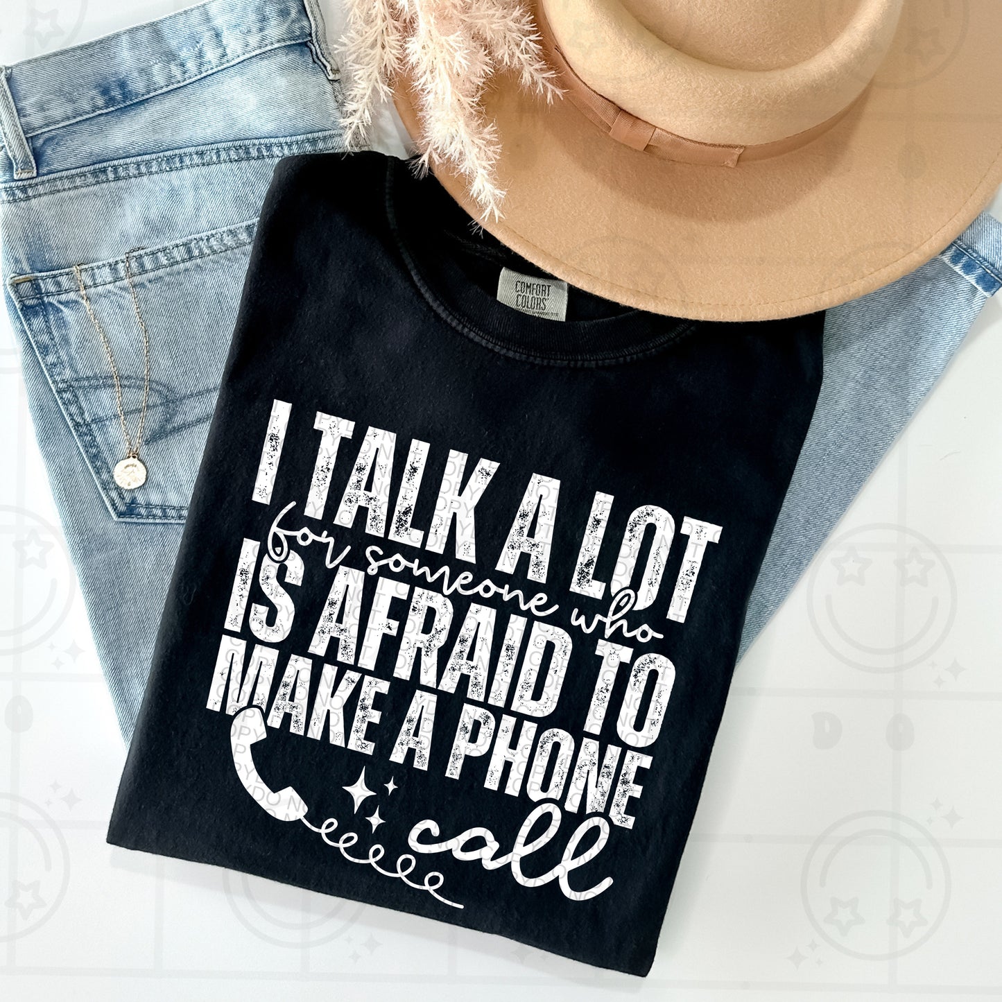 I talk a lot for someone afraid to make a phone call | Single Color PNG