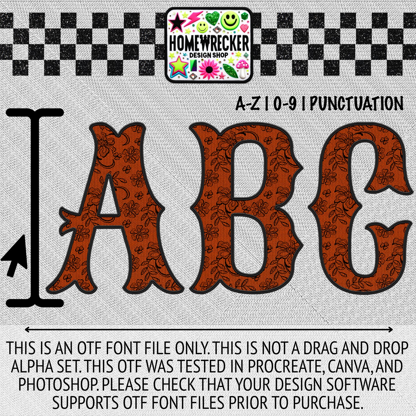 Black Orange Lace OTF Font, Faux Embroidery, Tango With Tosha Letter Style OTF Font Clipart Make your own designs Digital Download