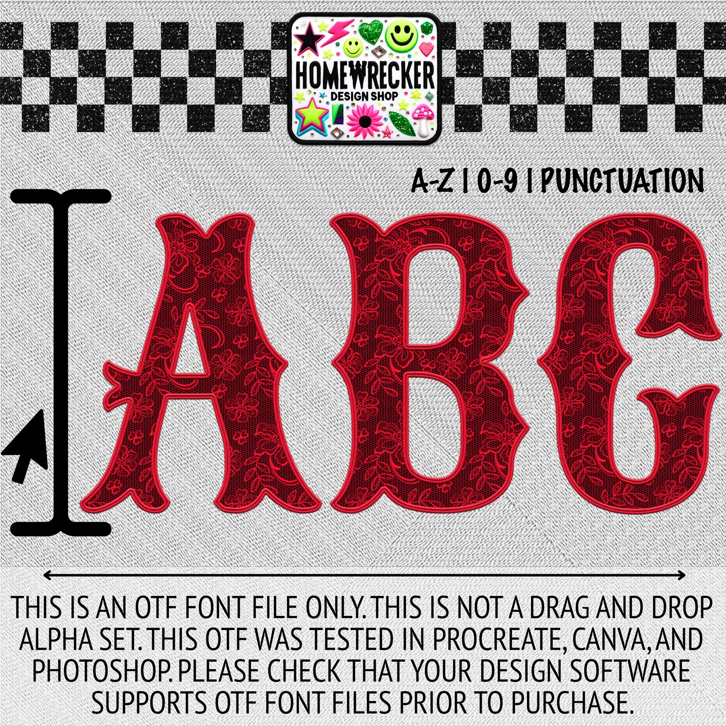 Red Lace OTF Font, Faux Embroidery, Tango With Tosha Letter Style OTF Font Clipart Make your own designs Digital Download