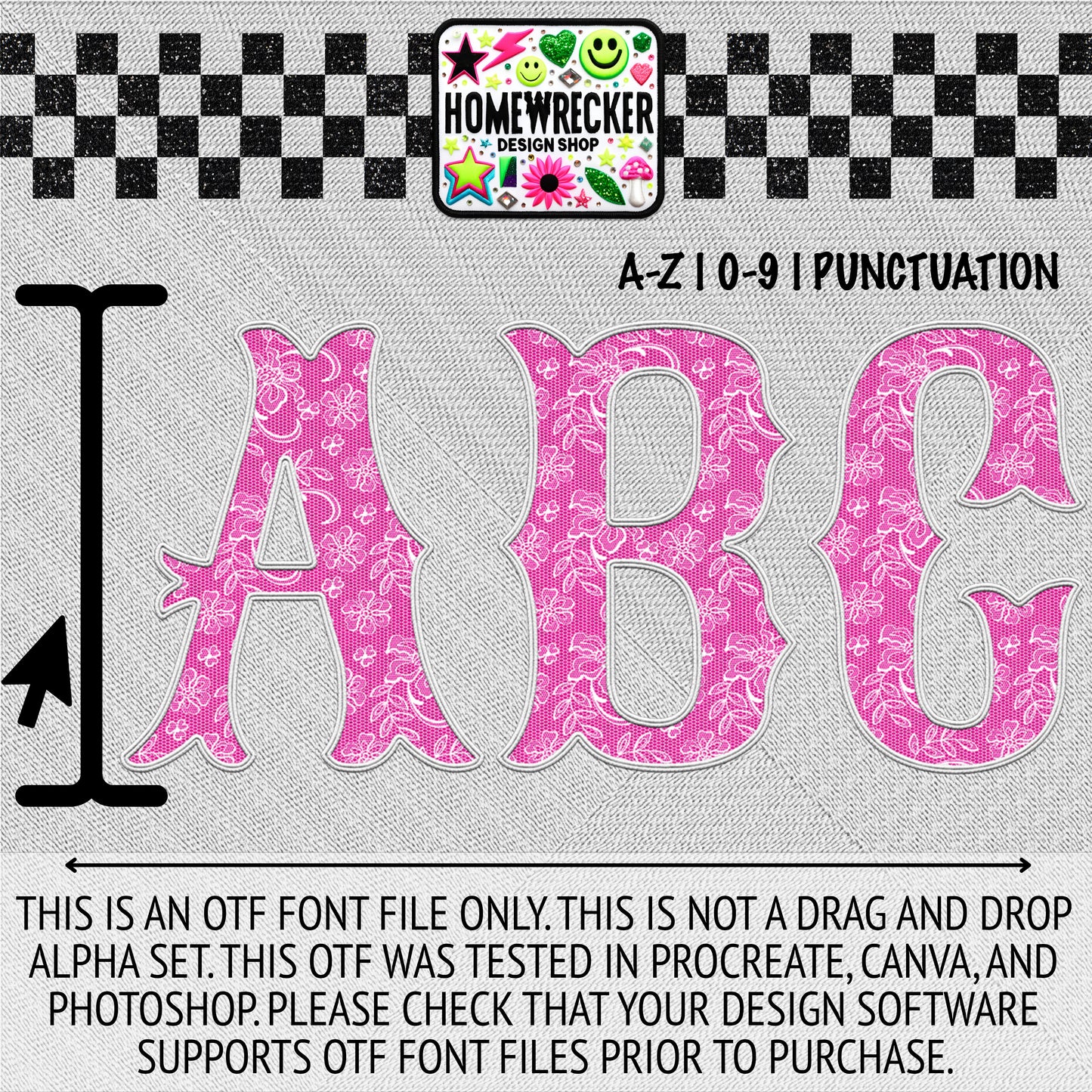 White Pink Blue Lace OTF Font, Faux Embroidery, Tango With Tosha Letter Style OTF Font Clipart Make your own designs Digital Download