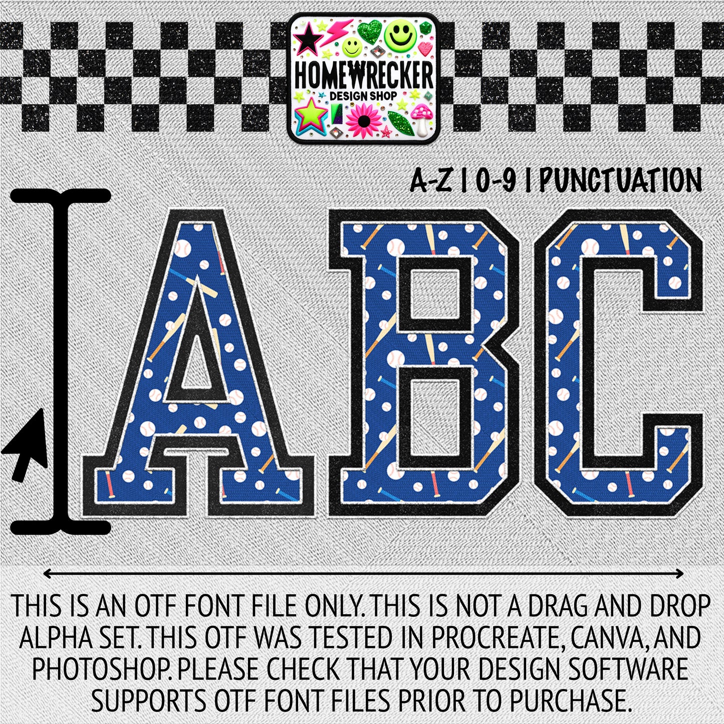 Baseball Varsity OTF Font, Faux Embroidery, Varsity Letter Style OTF Font Clipart Make your own designs Digital Download