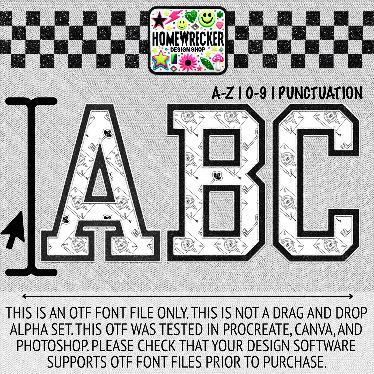 Celestial #1 OTF Font, Faux Embroidery, Varsity Letter Style OTF Font Clipart Make your own designs Digital Download