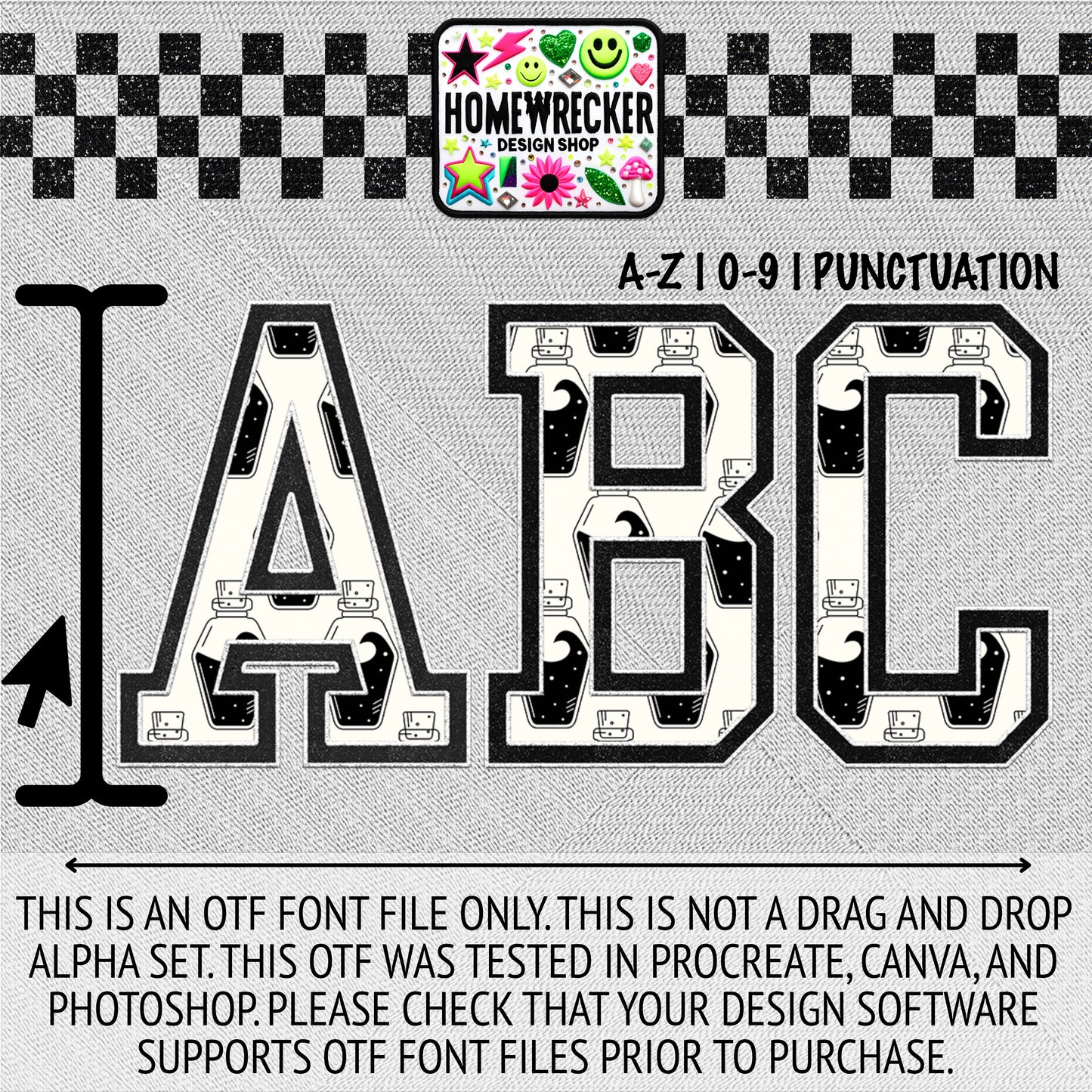 Celestial #3 OTF Font, Faux Embroidery, Varsity Letter Style OTF Font Clipart Make your own designs Digital Download