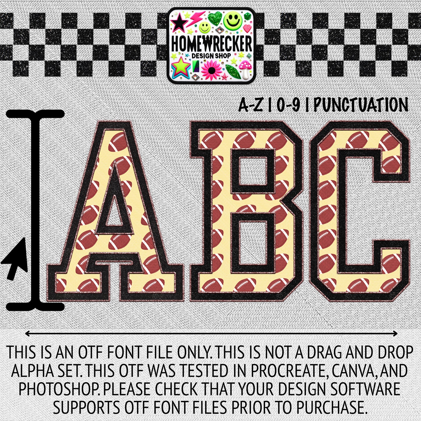 Football Varsity OTF Font, Faux Embroidery, Varsity Letter Style OTF Font Clipart Make your own designs Digital Download