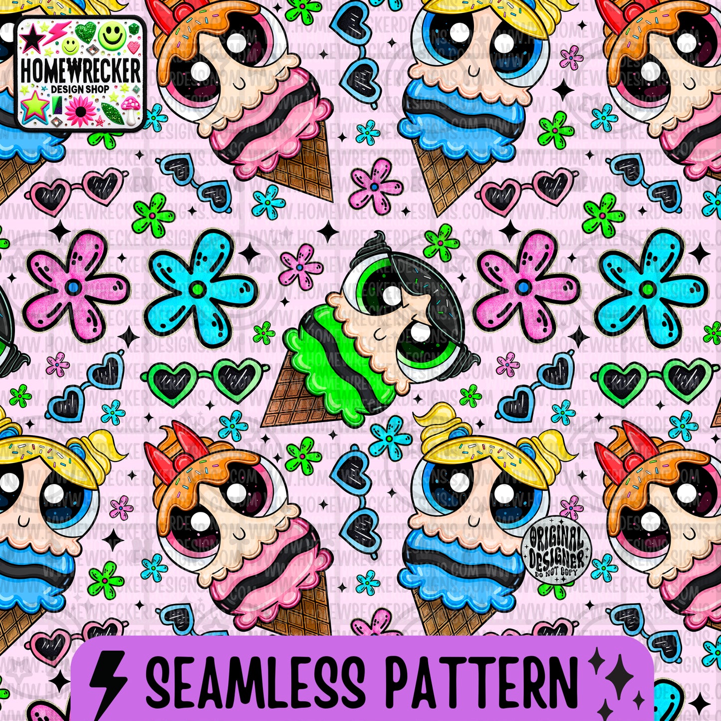 Icream Girls Seamless Pattern | Digital Download