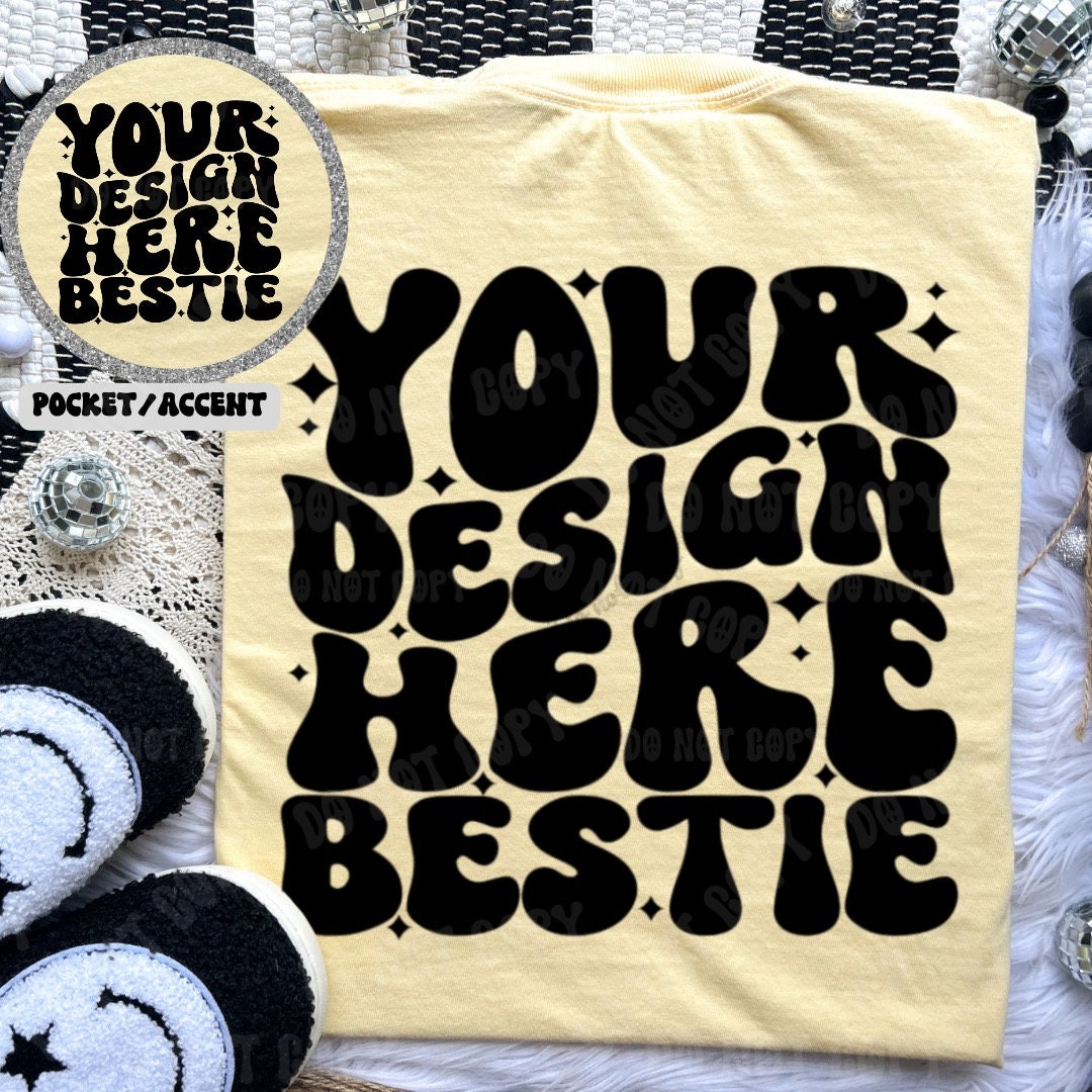 Comfort Colors Mockup, CC1717 butter, back of shirt with front pocket accent, digital download