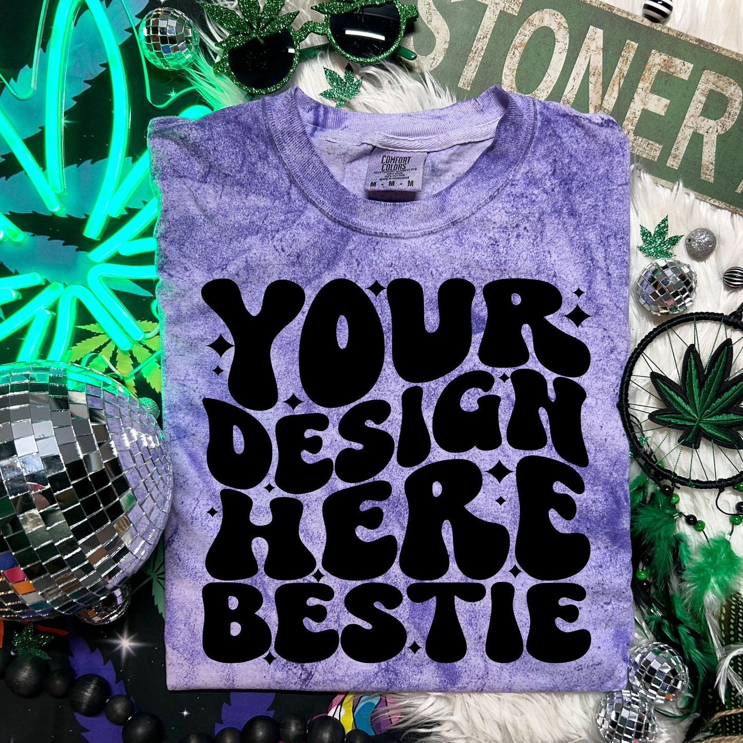 Comfort Colors Colorblast Mockup, CC1745 Amethyst, 420 themed, front of shirt, digital mock up