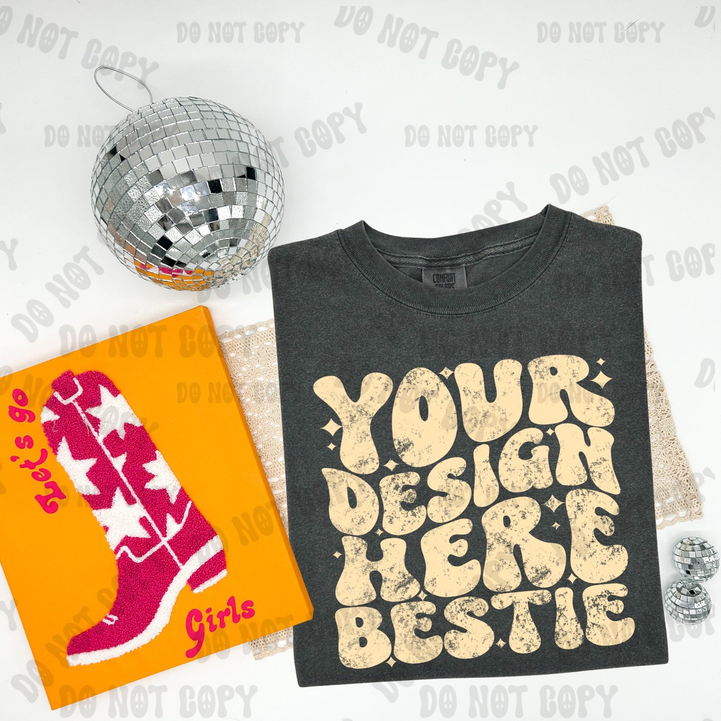 Comfort Colors Tshirt Mockup, CC1717 Pepper, western disco ball, folded flay flay, digital mock up