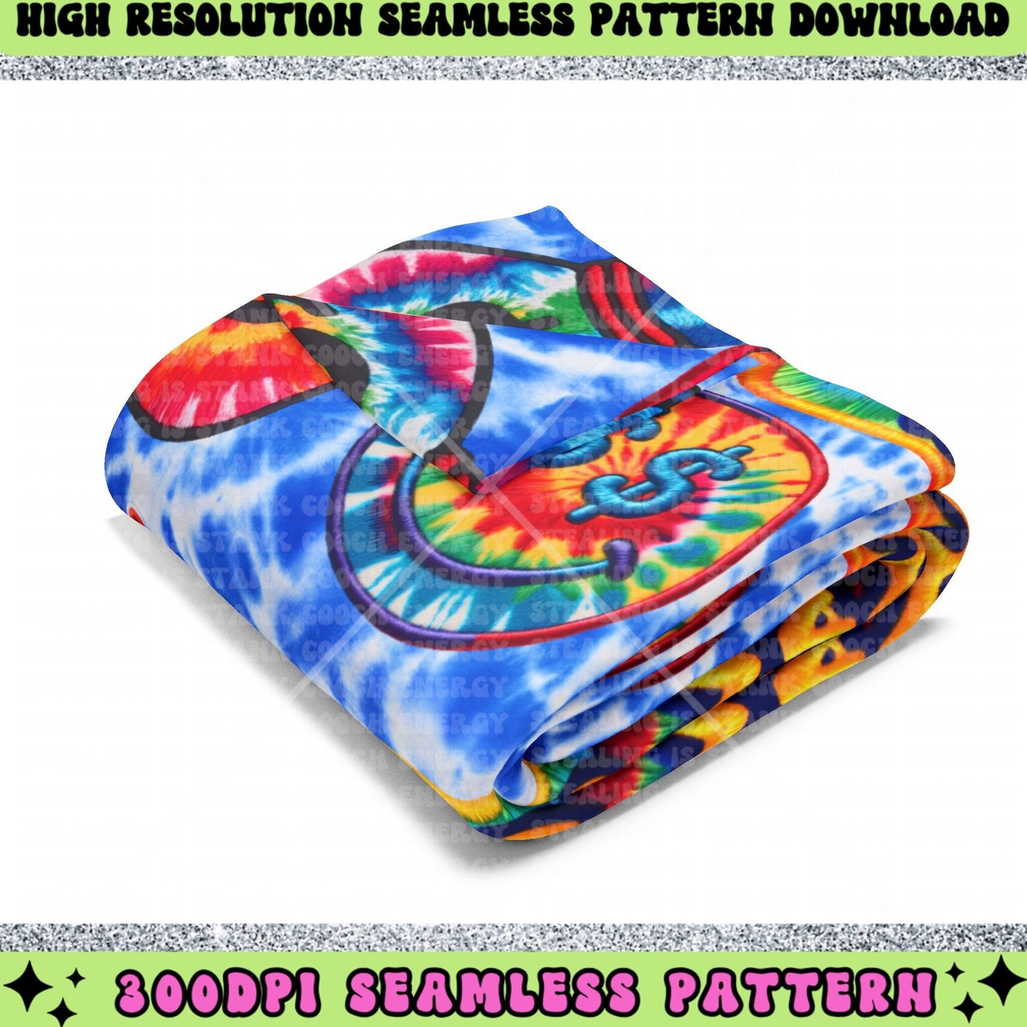 Put it on my husbands tab, tie dye, happy faces, stars, money bags, Seamless file, Seamless design for printing, 300 dpi PNG Download