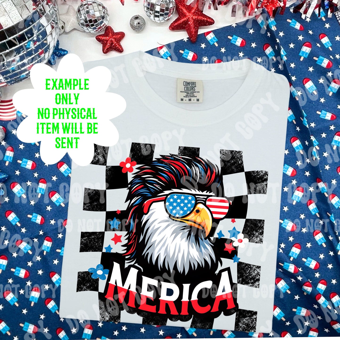 Merica Mullet Eagle checkered print PNG