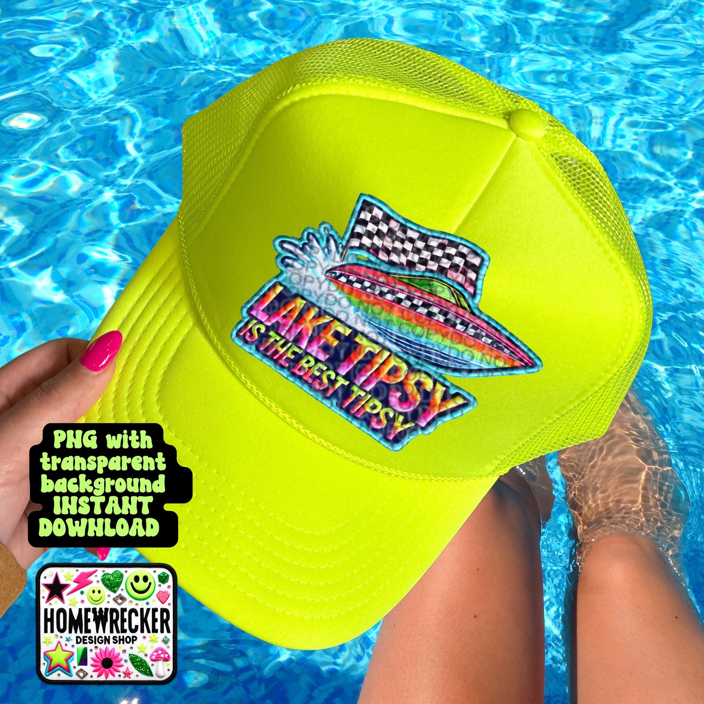 Lake tipsy is the best tipsy, FAUX embroidery digital patch, printable hat patch, summer png, digital download, PNG