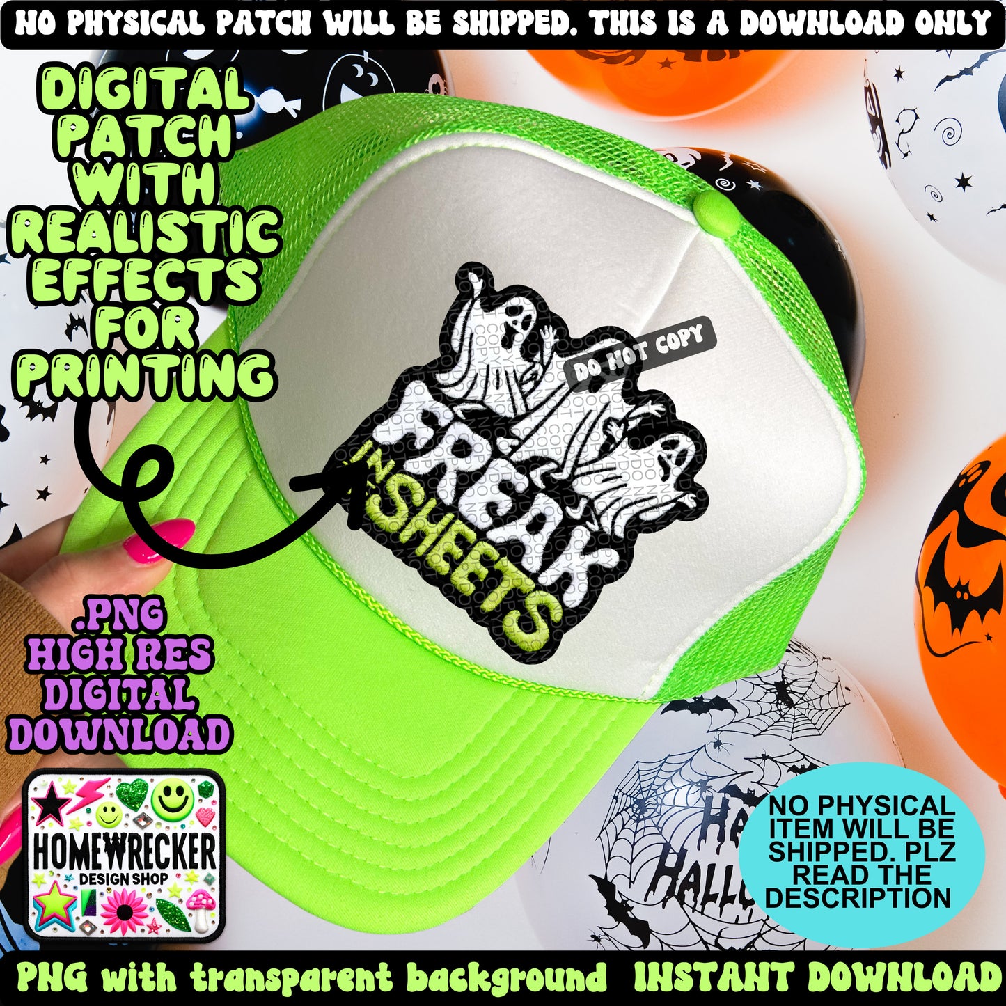 Freak In The sheets , spooky season, dancing ghosts, Halloween, faux embroidery digital patch PNG digital download