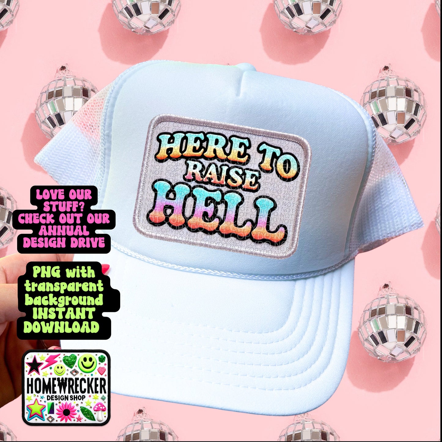 Here to Raise Hell PNG, digital printable patch design, PNG digital download
