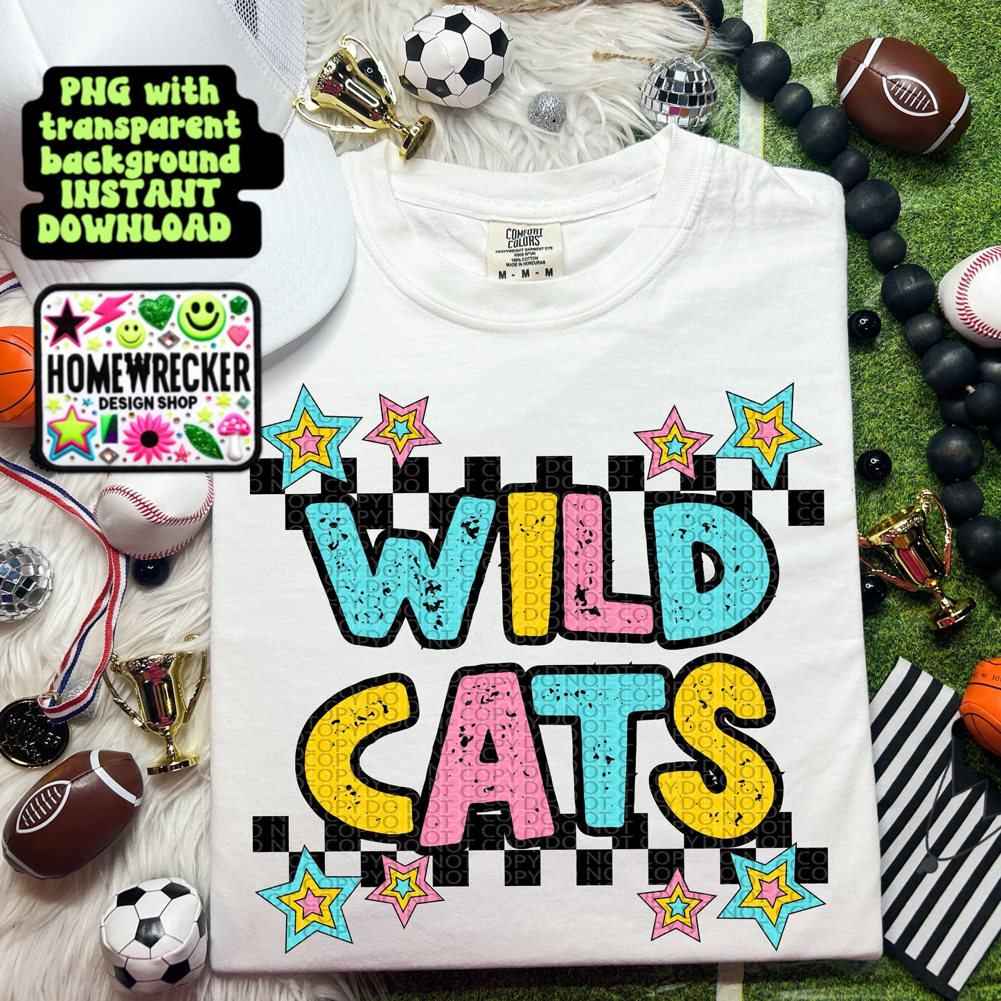 Retro Distressed Mascot PNG wildcats | Homewrecker Design Shop