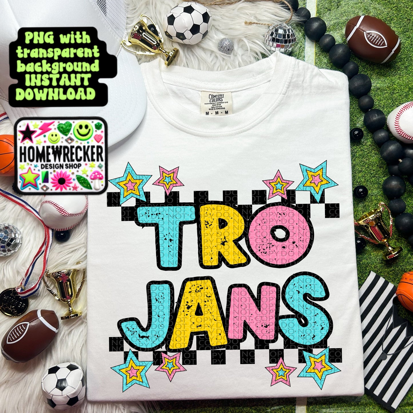 Retro Distressed Mascot PNG Trojans | Homewrecker Design Shop