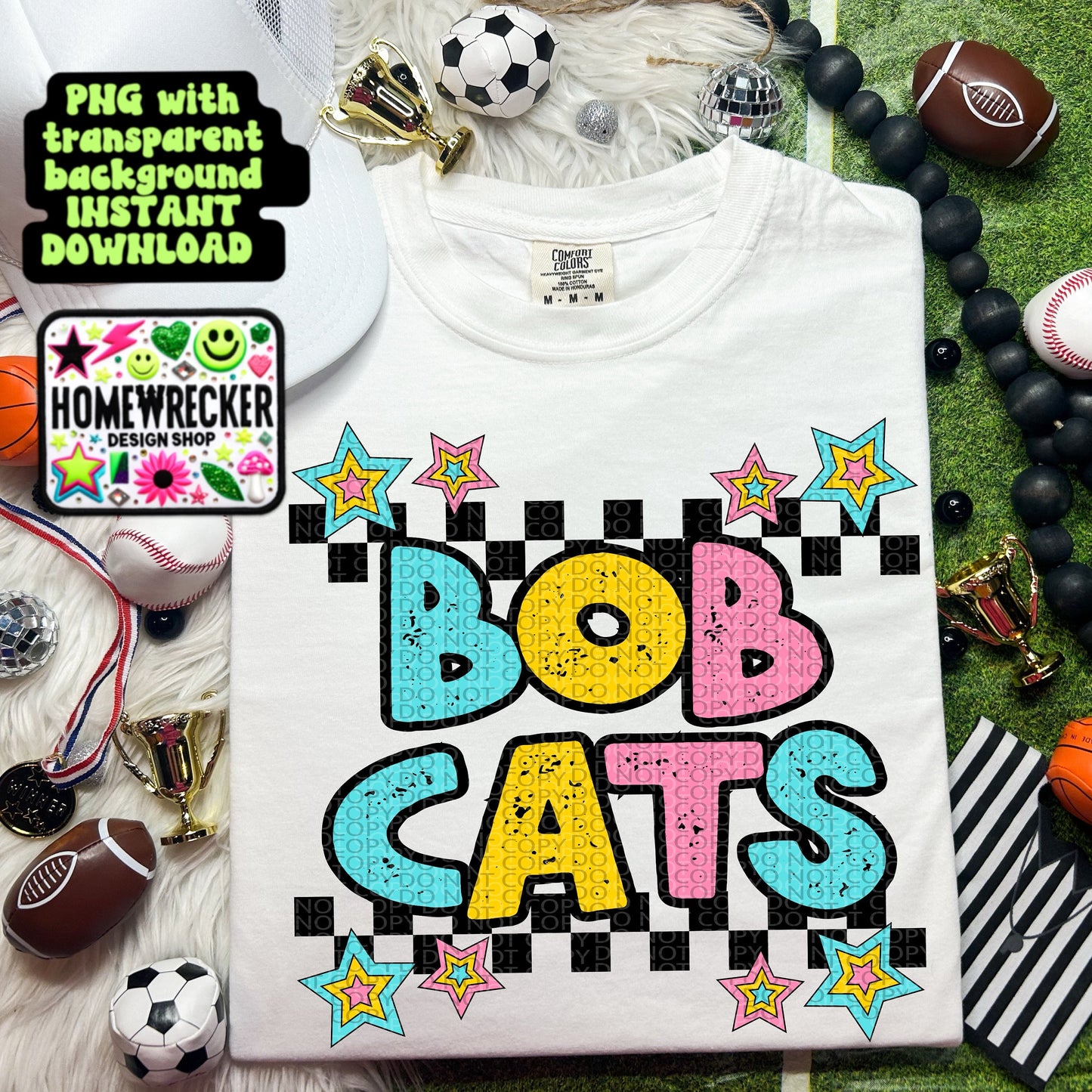 Retro Distressed Mascot PNG Bobcats | Homewrecker Design Shop