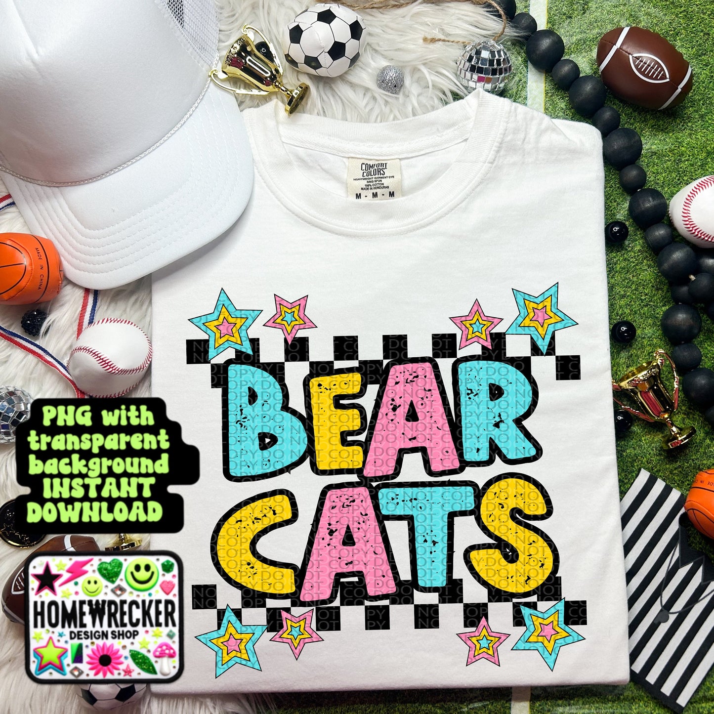 Retro Distressed Mascot PNG Bearcats | Homewrecker Design Shop