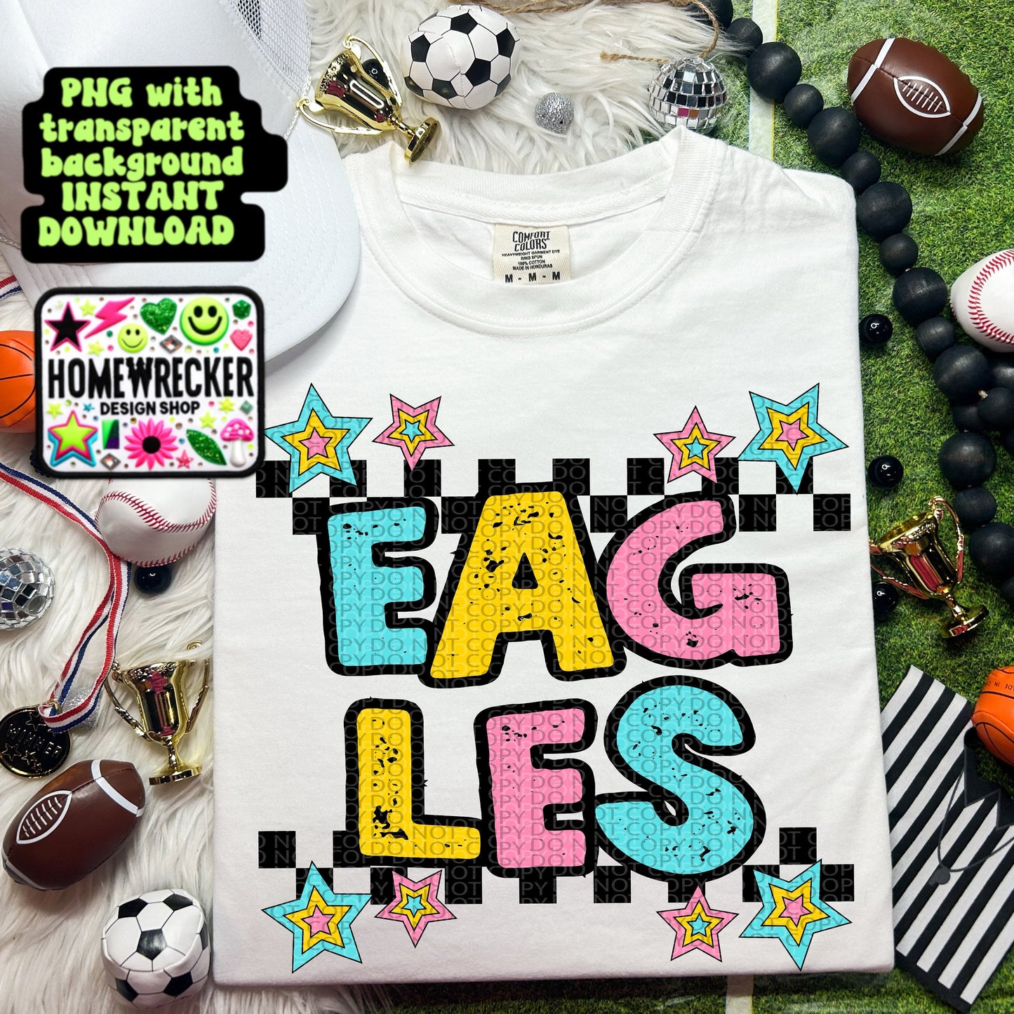 Retro Distressed Mascot PNG eagles | Homewrecker Design Shop