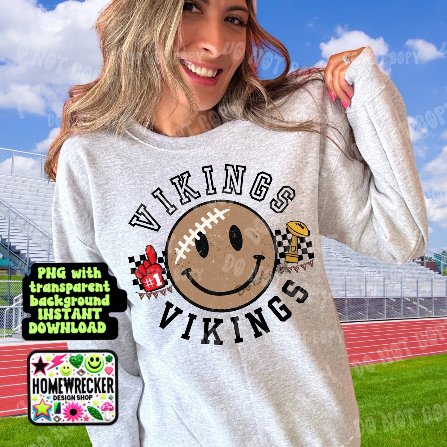 Retro Happy Football Distressed Mascot PNG School spirit design black to school Mascot vikings | Homewrecker Design Shop