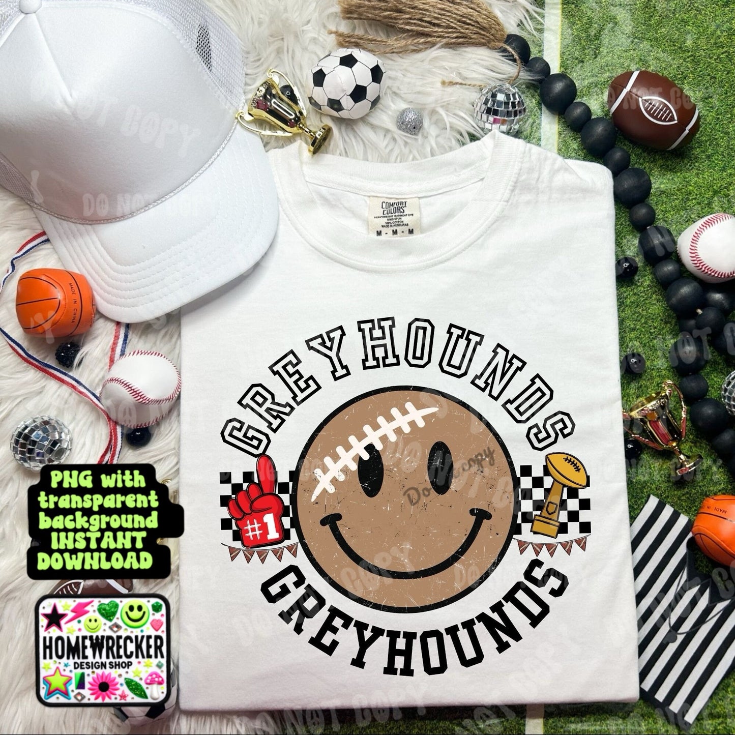 Retro Happy Football Distressed Mascot PNG School spirit design black to school Mascot Greyhounds | Homewrecker Design Shop