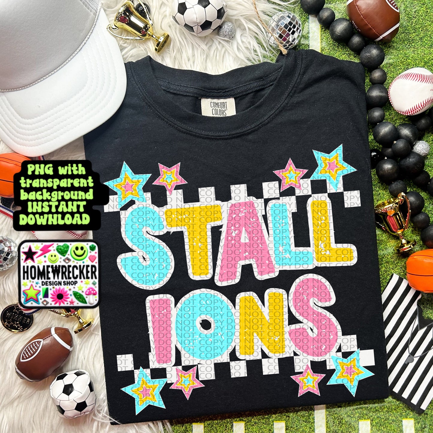 Retro Distressed Mascot PNG Stallions | Homewrecker Design Shop