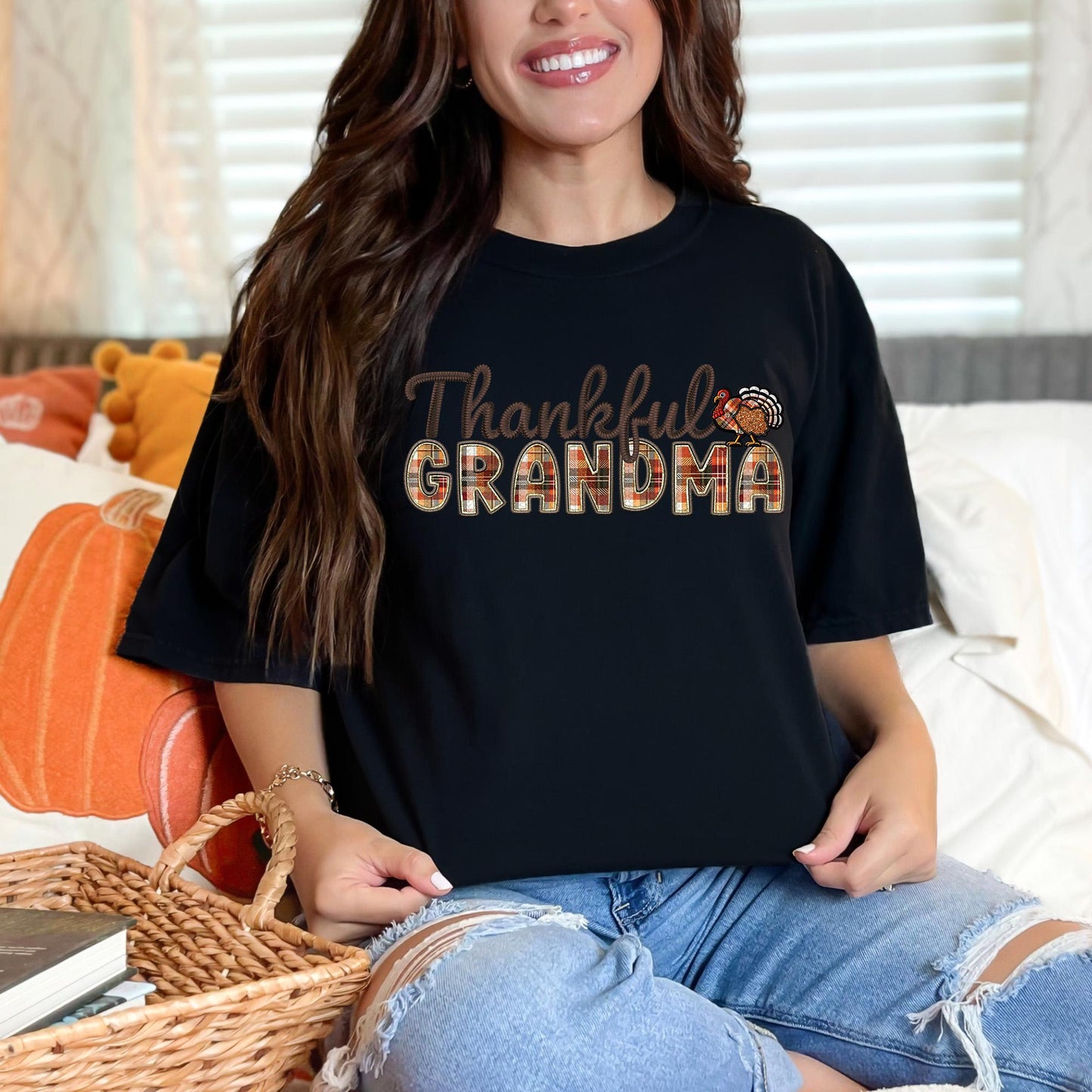 Thankful Grandma, Fall,faux embroidery, digital design, png, holiday season, PNG DOWNLOAD