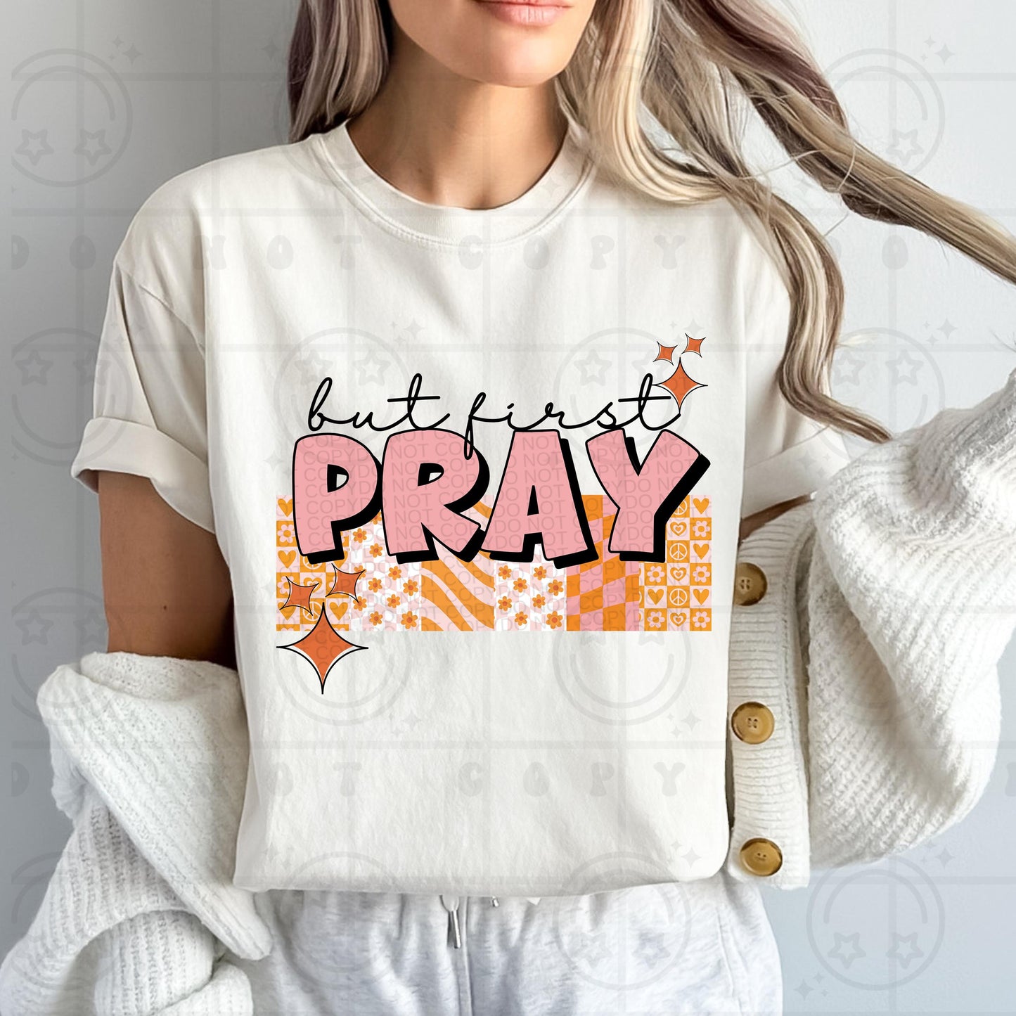 But first pray PNG | Digital Download | retro groovy