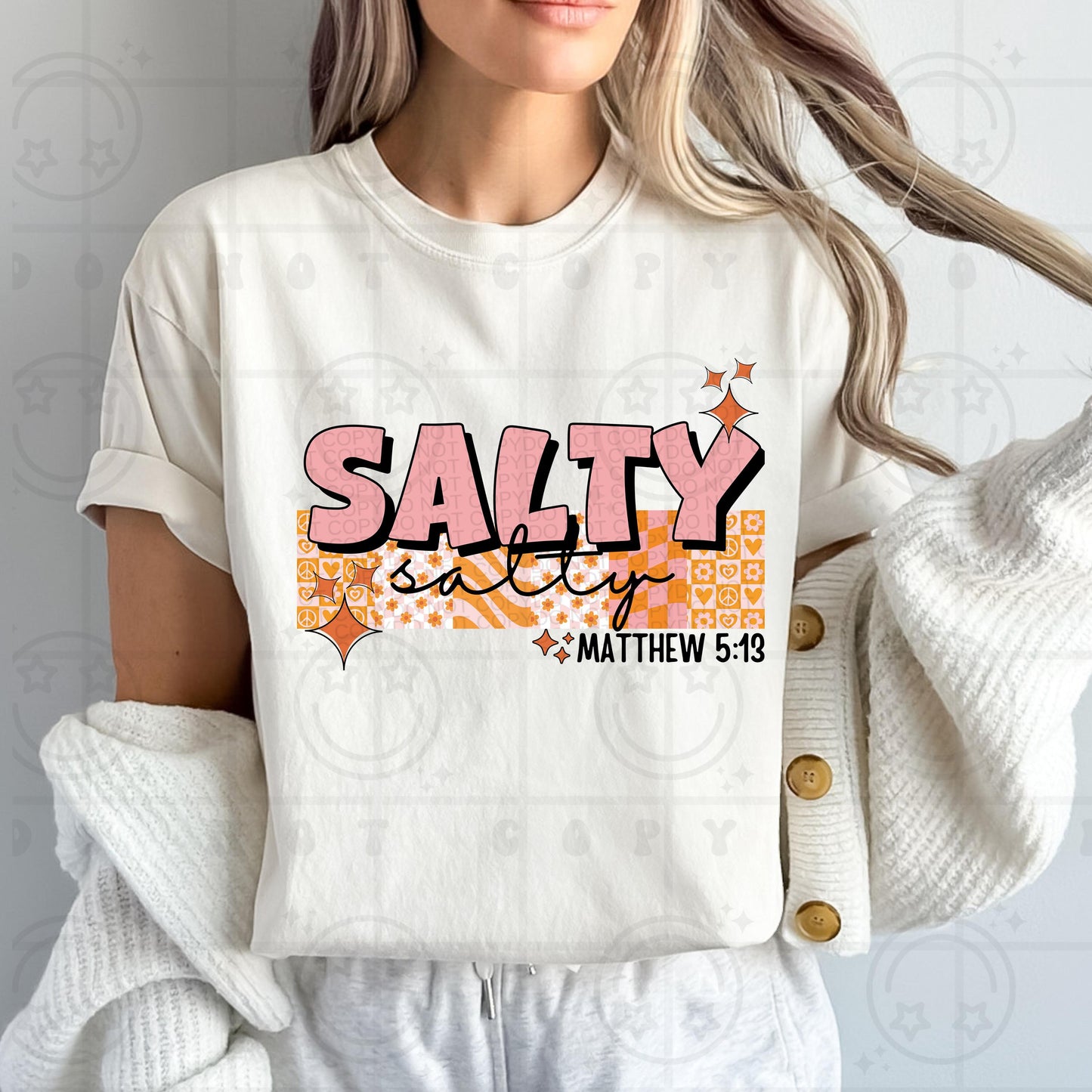 Salty PNG, Groovy Bible Verse Digital File, Matthew 5:13, Retro PNG, Faith Sublimation Design, Christian Shirt PNG
