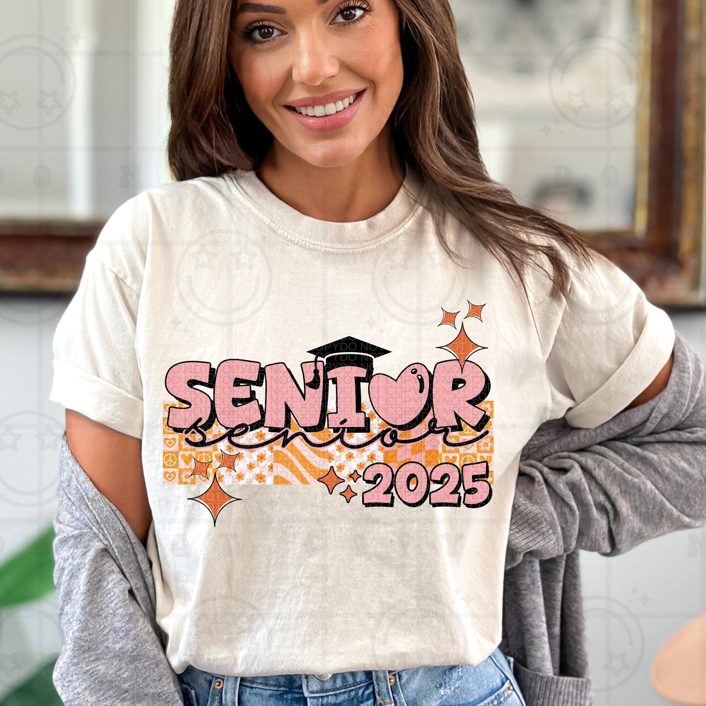 Senior 2025 PNG, Groovy Graduation Shirt Design, Senior Graduation Sublimation, Class of 2025 Digital Download, Retro High School Graduation