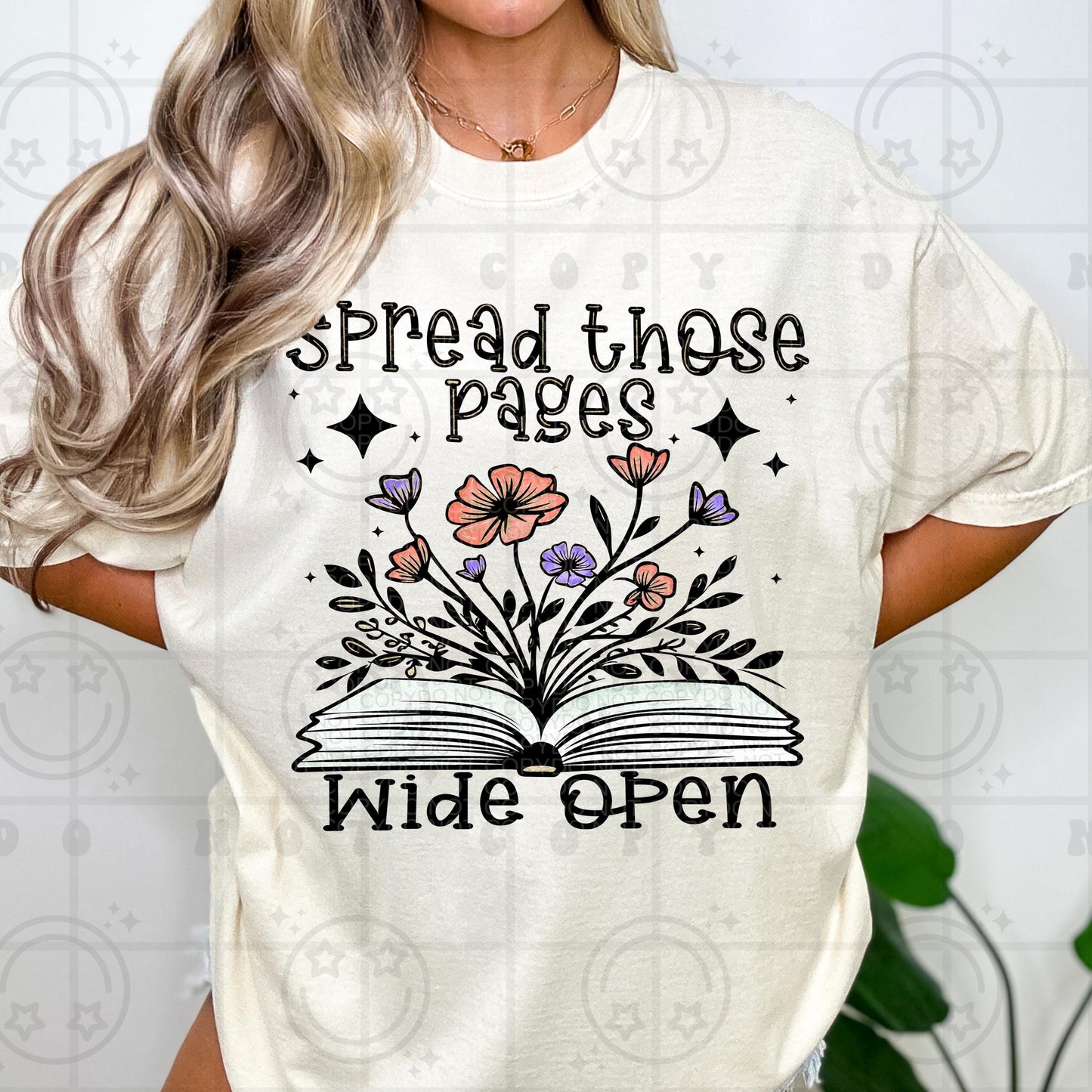 Spread those pages wide open, spring daisy florals, neutral colors, water color, Reading booktok, reading, transparent png, digital download