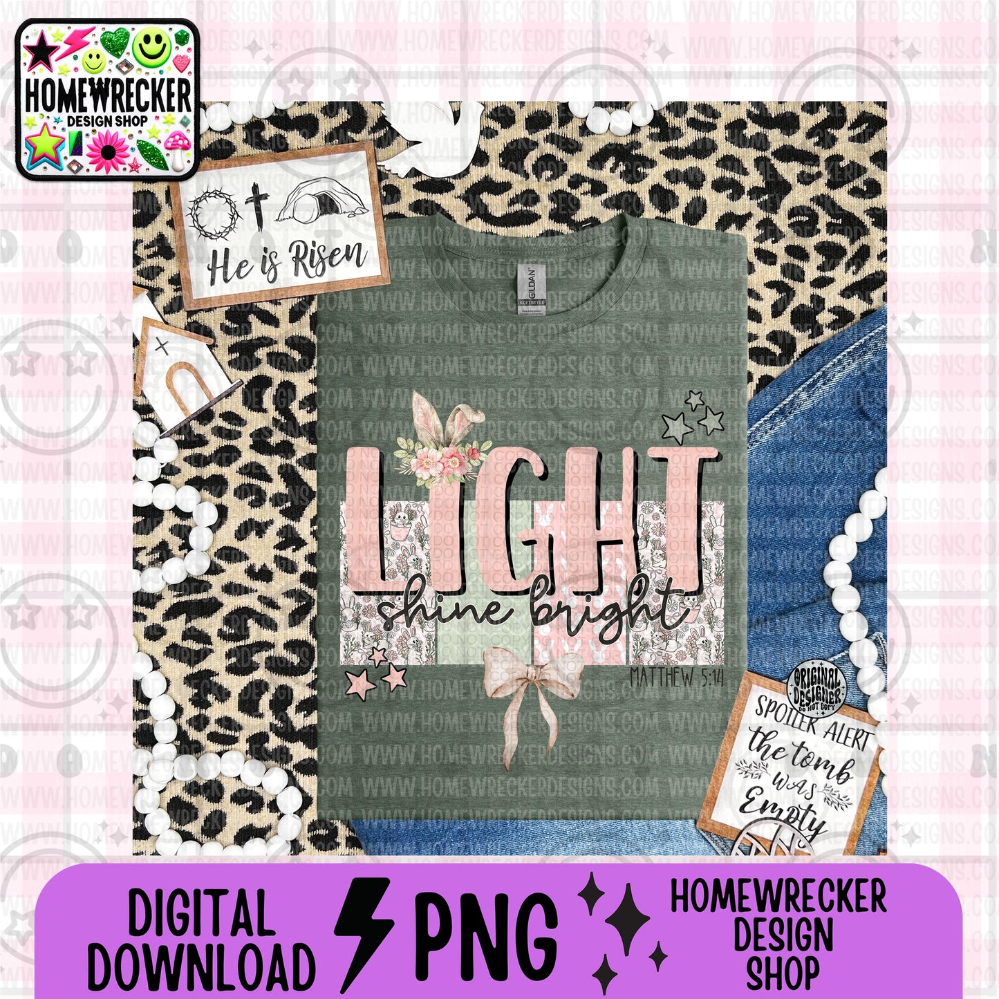 Light shine bright PNG digital download