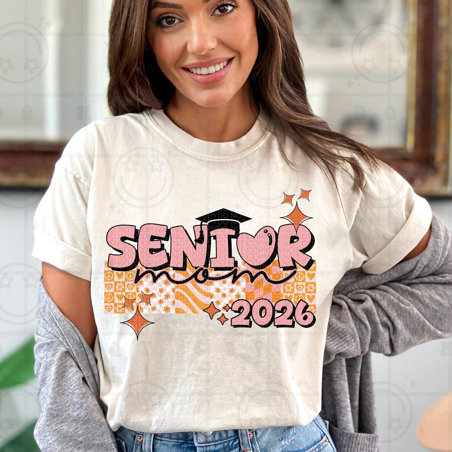 Senior Mom 2026 PNG, Groovy Graduation Mom Shirt Design, Senior Mom Sublimation, Class of 2026 Digital Download, Retro Senior Mom