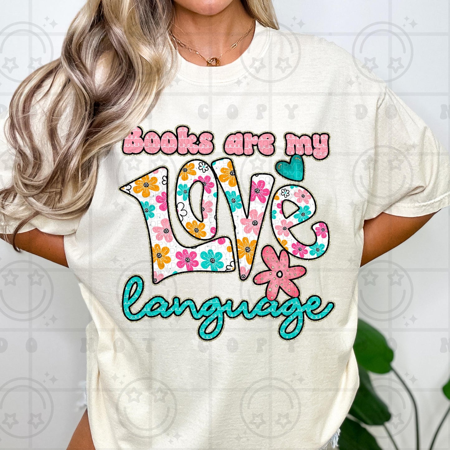 Book are my language of love, spring daisy florals, bookish, reading books, transparent png for shirts, dtf sublimation digital download