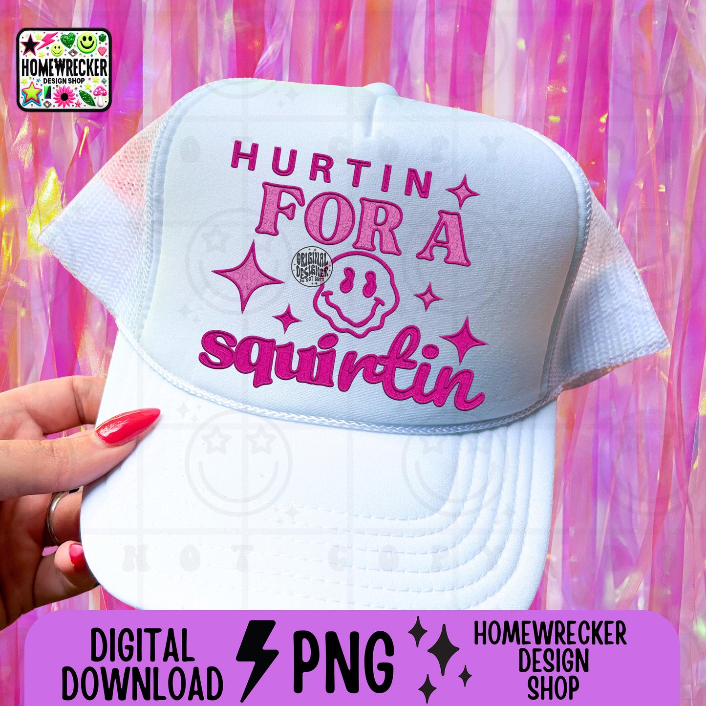 Hurtin for a squirtin, Faux Embroidery, Summer hat lake boat party, Snarky PNG, Popular, Png designs, funny, trendy, digital download only