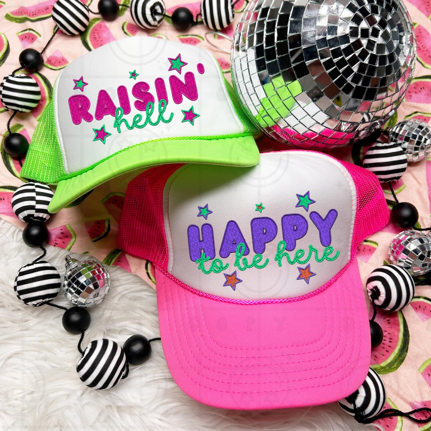 Happy to be here, Faux Embroidery, Summer hat lake boat party, Snarky PNG, Popular, Png designs, funny, trendy, digital