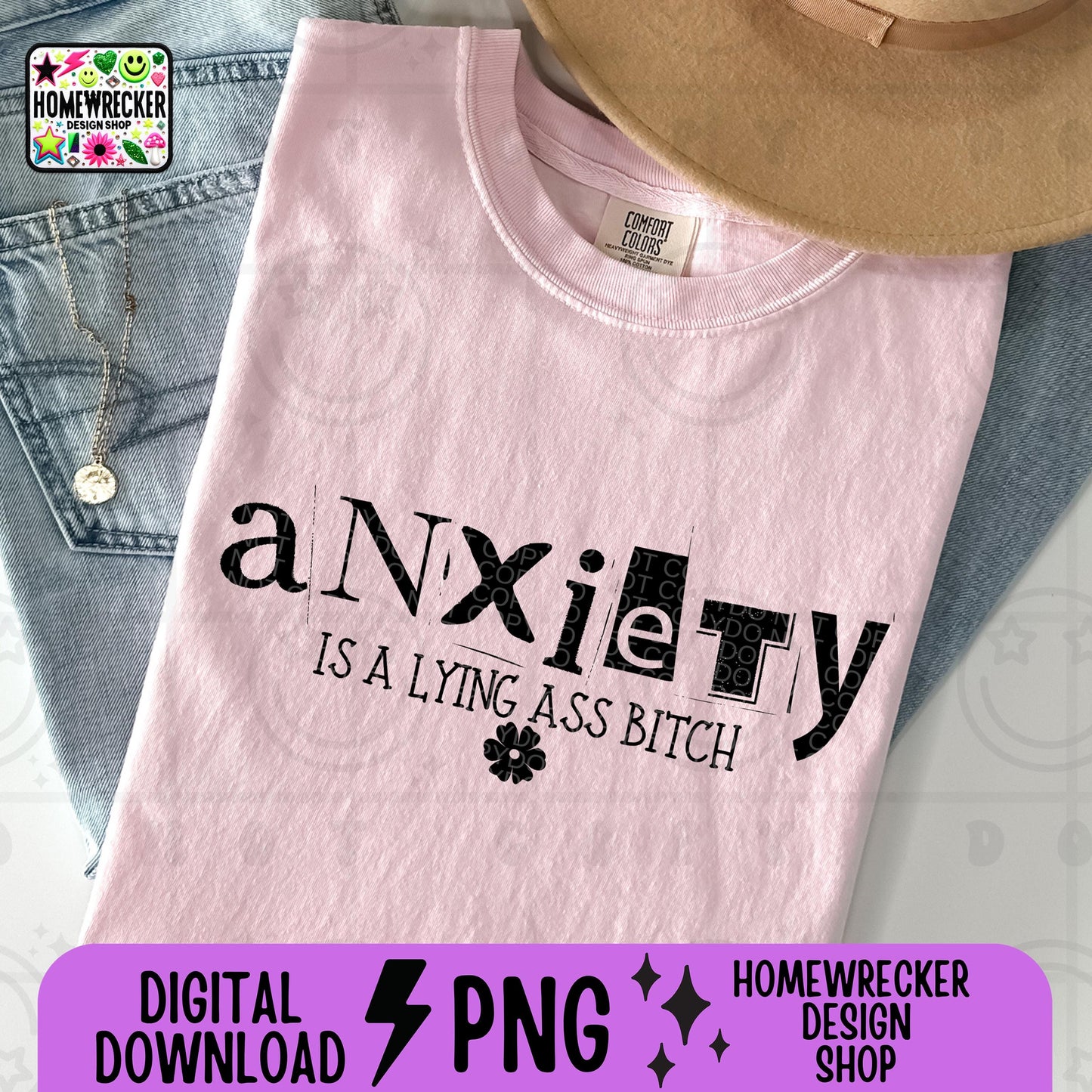 Anxiety is a lying B PNG digital download, single color, tshirt designs, mental health