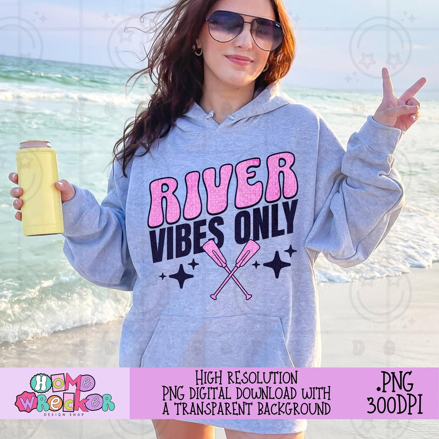 River Vibes Only PNG Summer Beach Lake Palm Tree Digital Download
