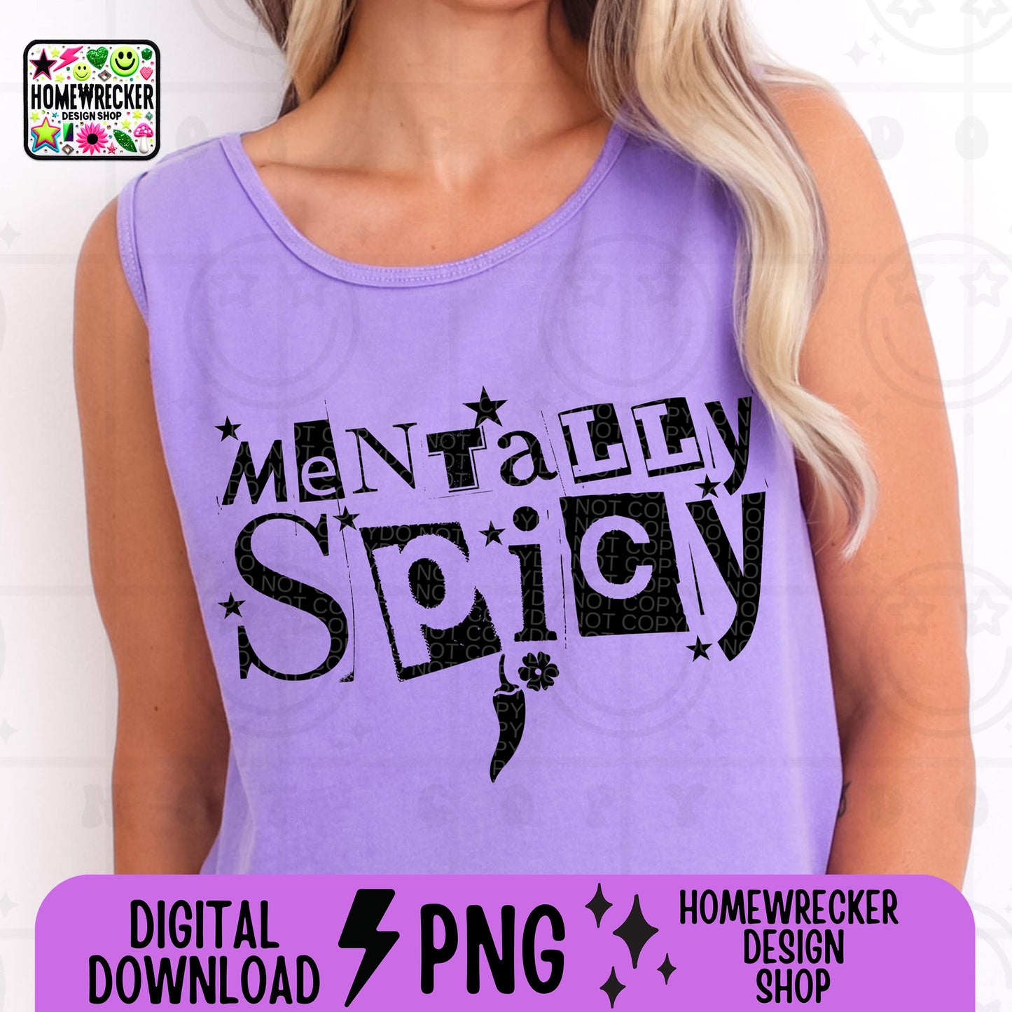 Mentally Spicy PNG digital download, single color, tshirt designs, mental health