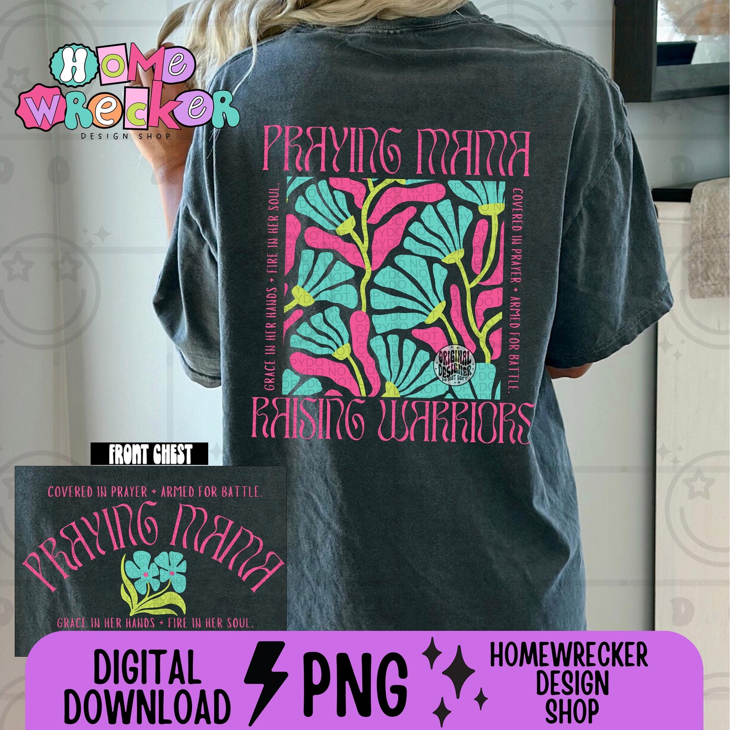 Praying Mama Raising Warriors Png Floral Mama Png, Retro Boho Groovy faith PNG Mama Png Wildflower Pattern Mom Png, Mothers Day Png Download