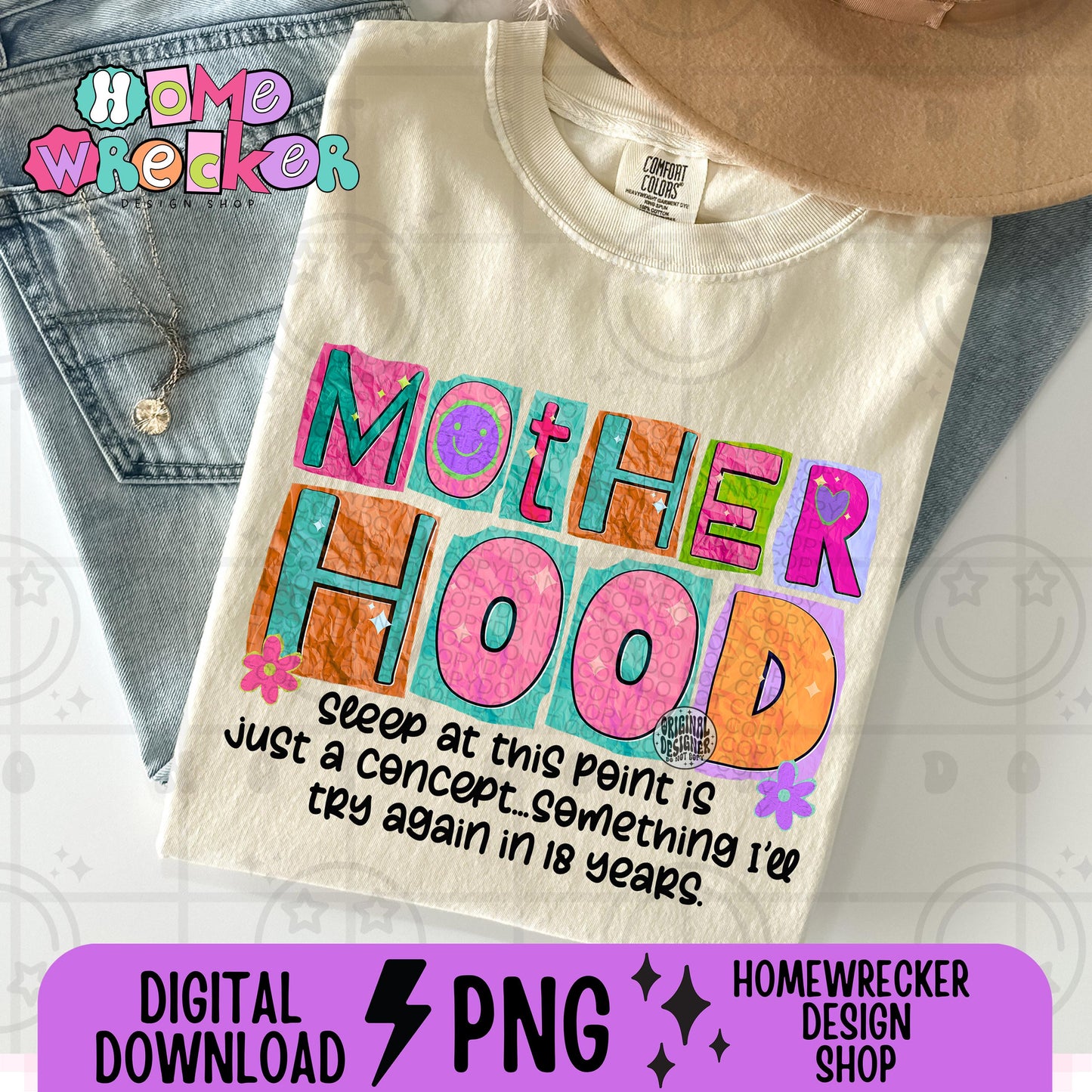 Motherhood Sleep is just a concept Png Neon Summer Mama Png Funny Mom Quotes New Mom baby shower gift PNG Mama Png Mothers Day Png download
