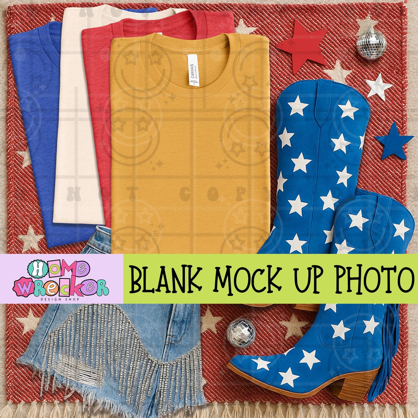 July 4th, Fourth of July, America, Patriotic, Red white and Blue, Bella & Canvas Mockup, BC3001 digital download photo Heather Mustard
