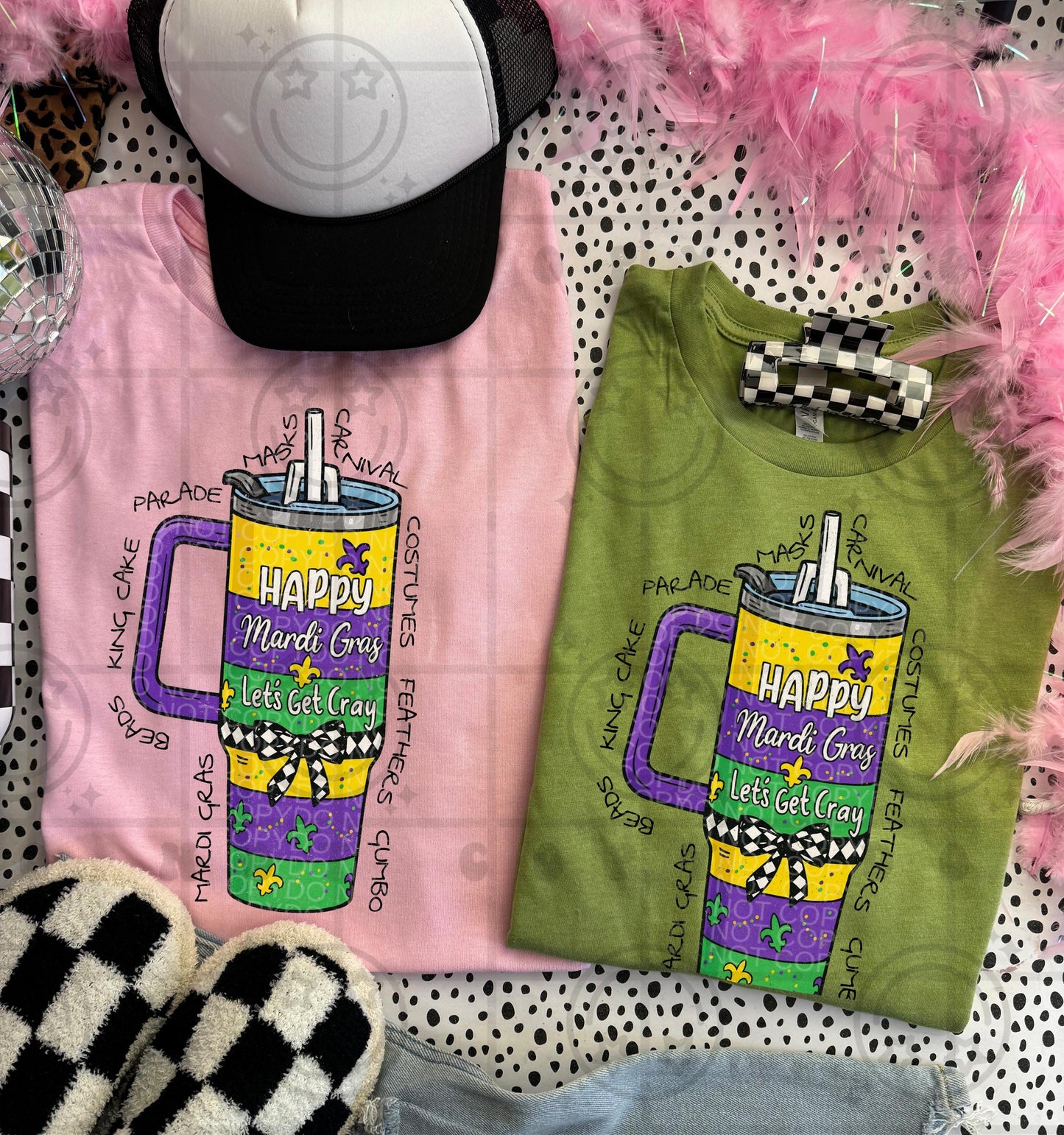 Happy Mardi Gras Tumbler distressed PNG Digital Download