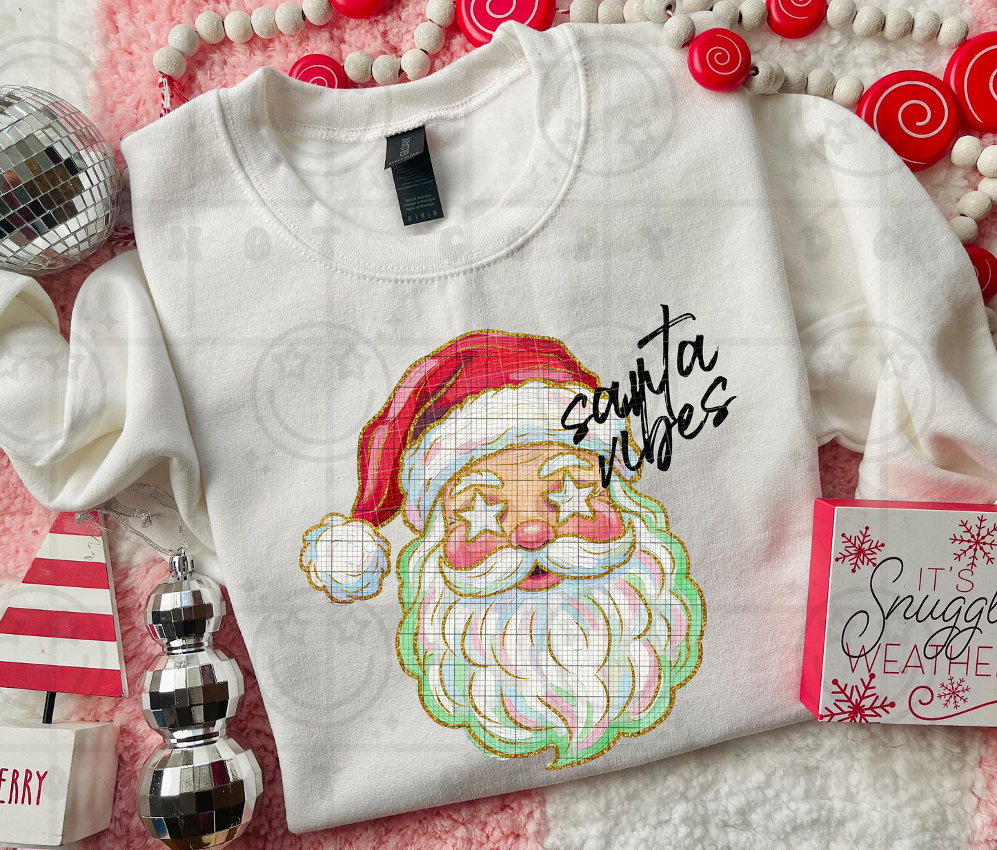 Santa Vibes Faux Brushstroke Paint stroke png faith doodle digital download