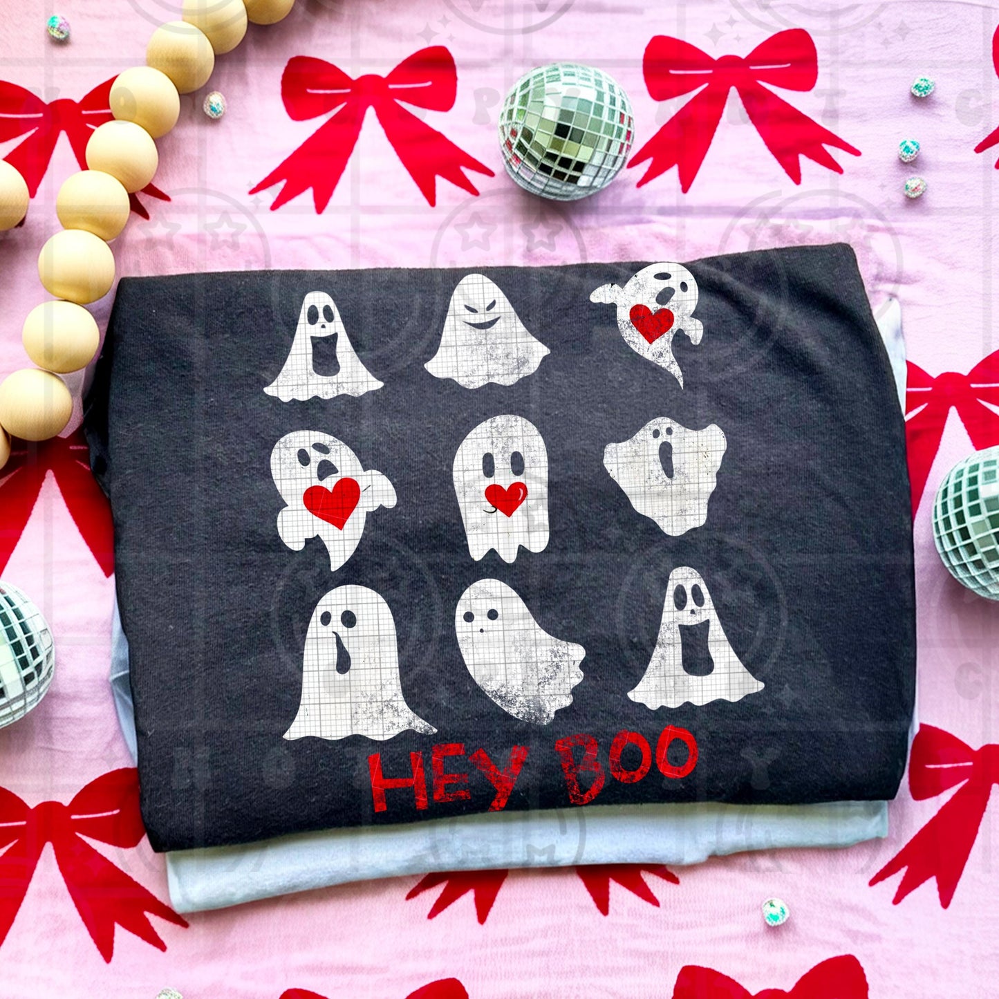 hey boo valentines day ghosts distressed PNG digital download